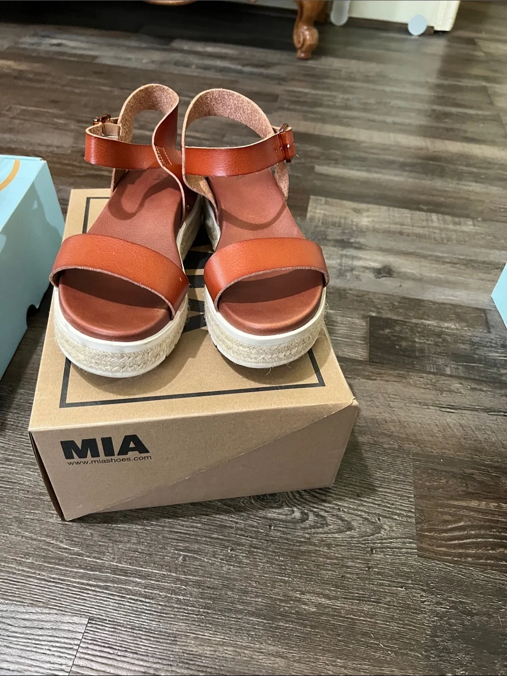 MIA Women’s Cognac Brown Espadrille Platform Sandals